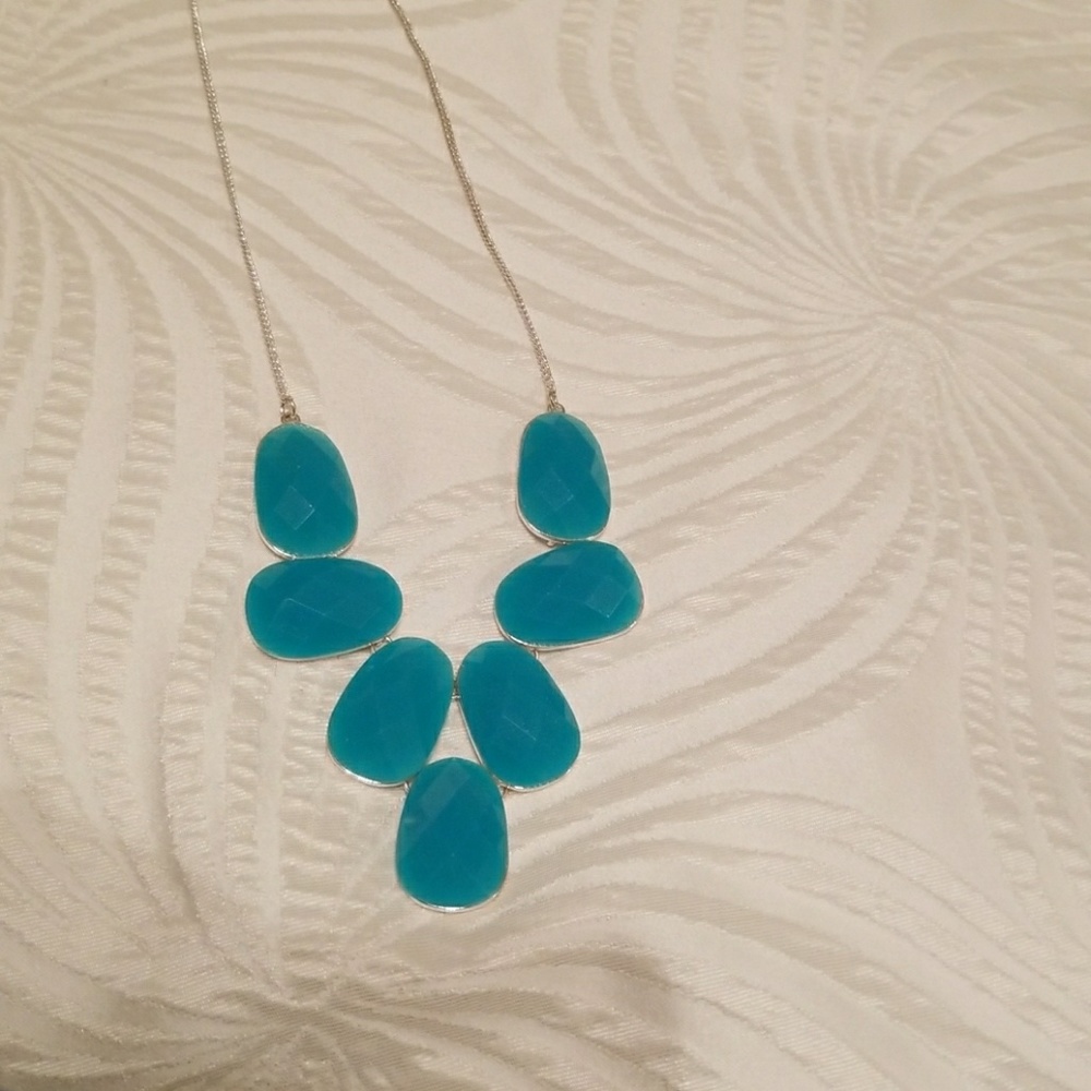 Turquoise and silver large bead necklace new